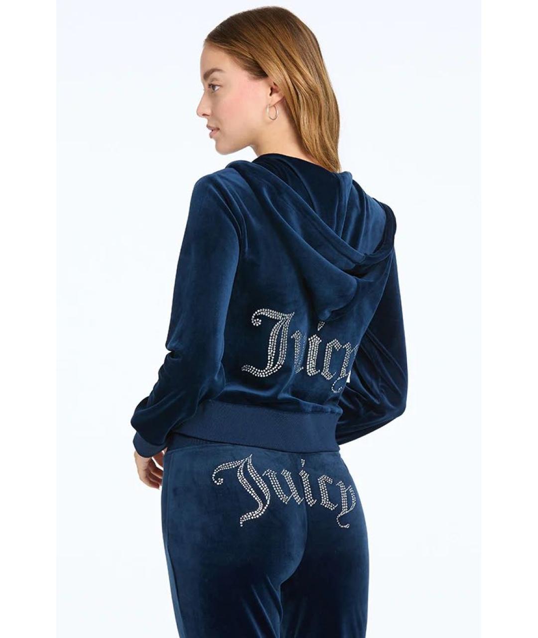 JUICY COUTURE Темно-синий велюровый костюм с брюками, фото 5