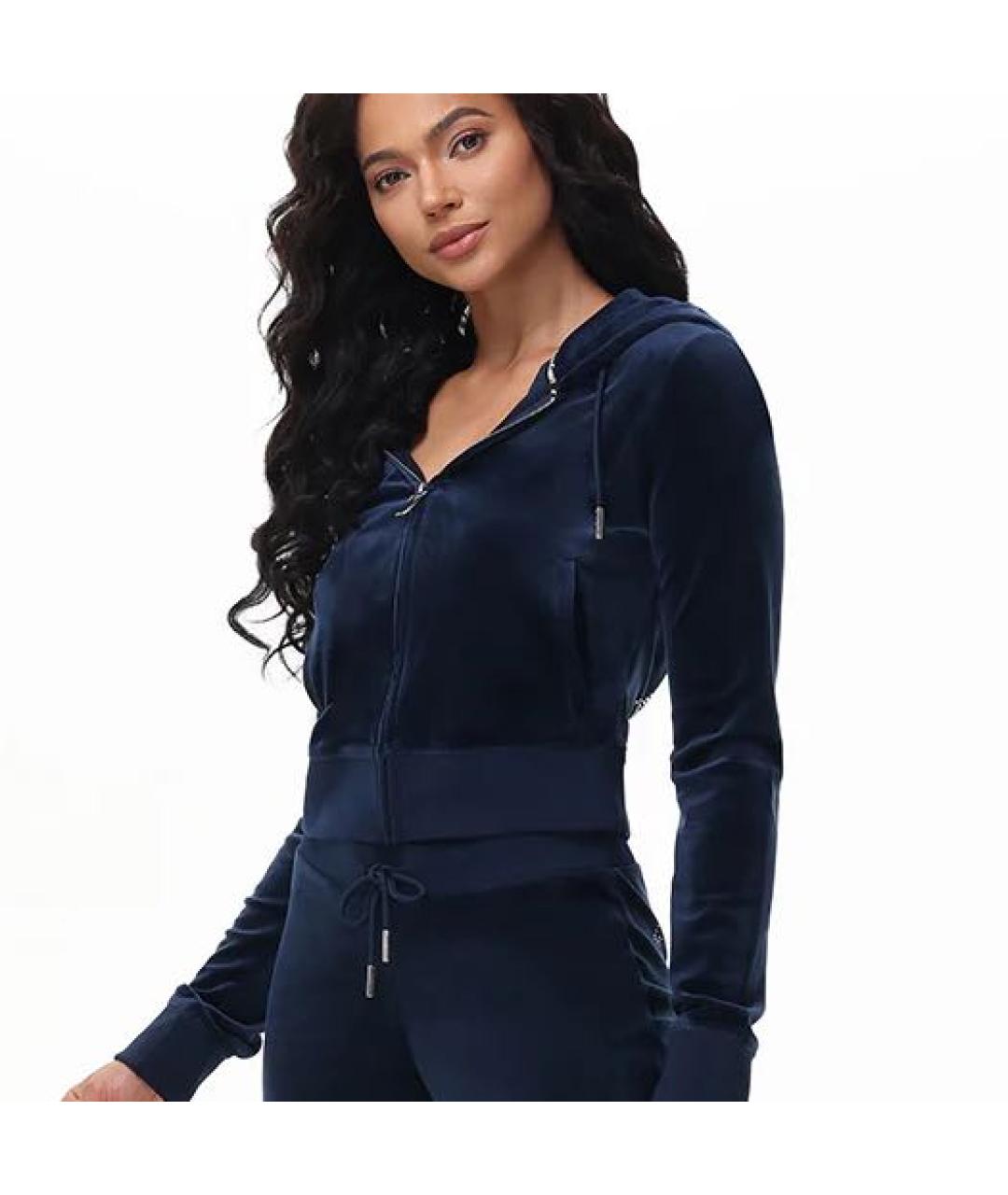JUICY COUTURE Темно-синий велюровый костюм с брюками, фото 7