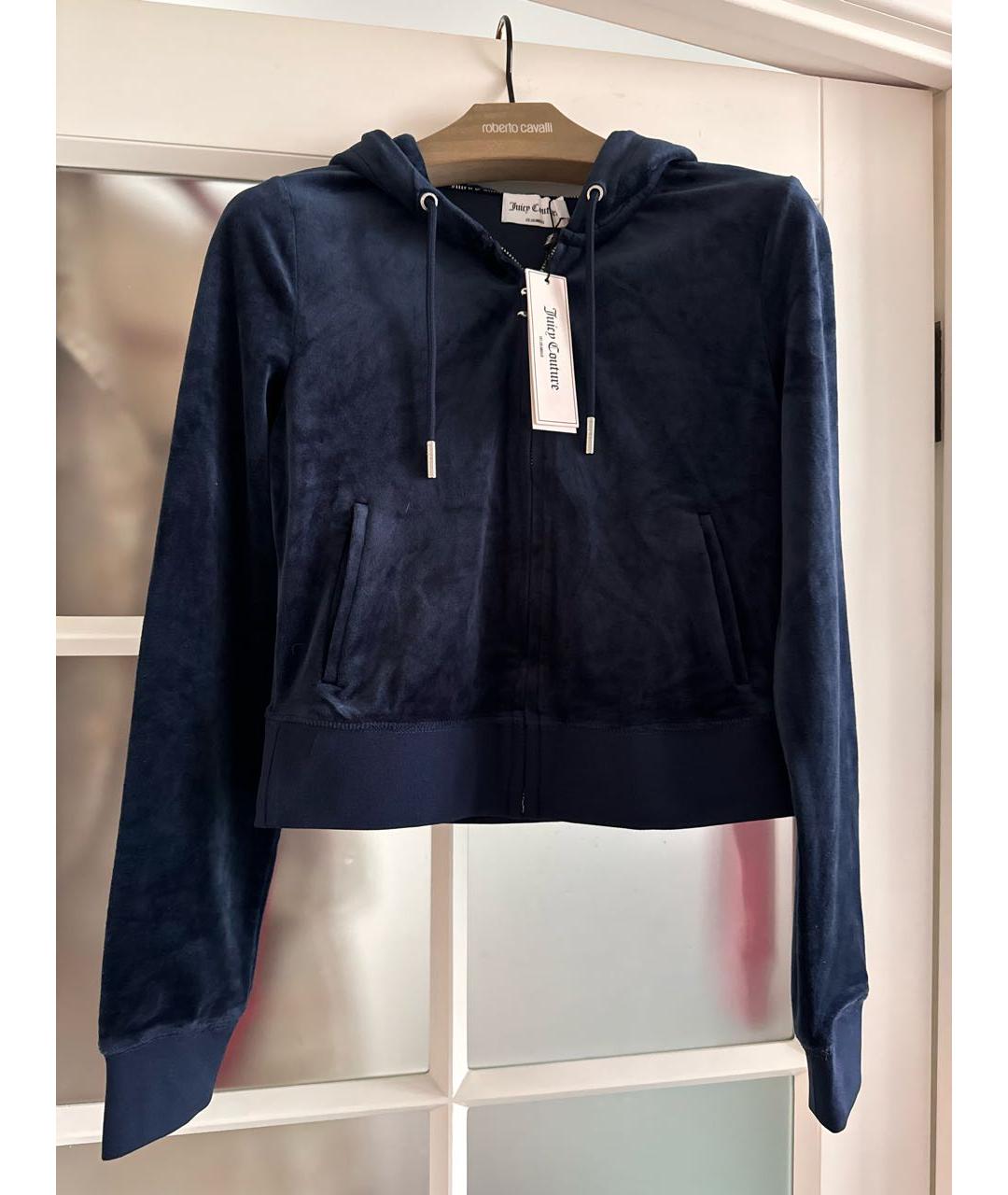 JUICY COUTURE Темно-синий велюровый костюм с брюками, фото 8