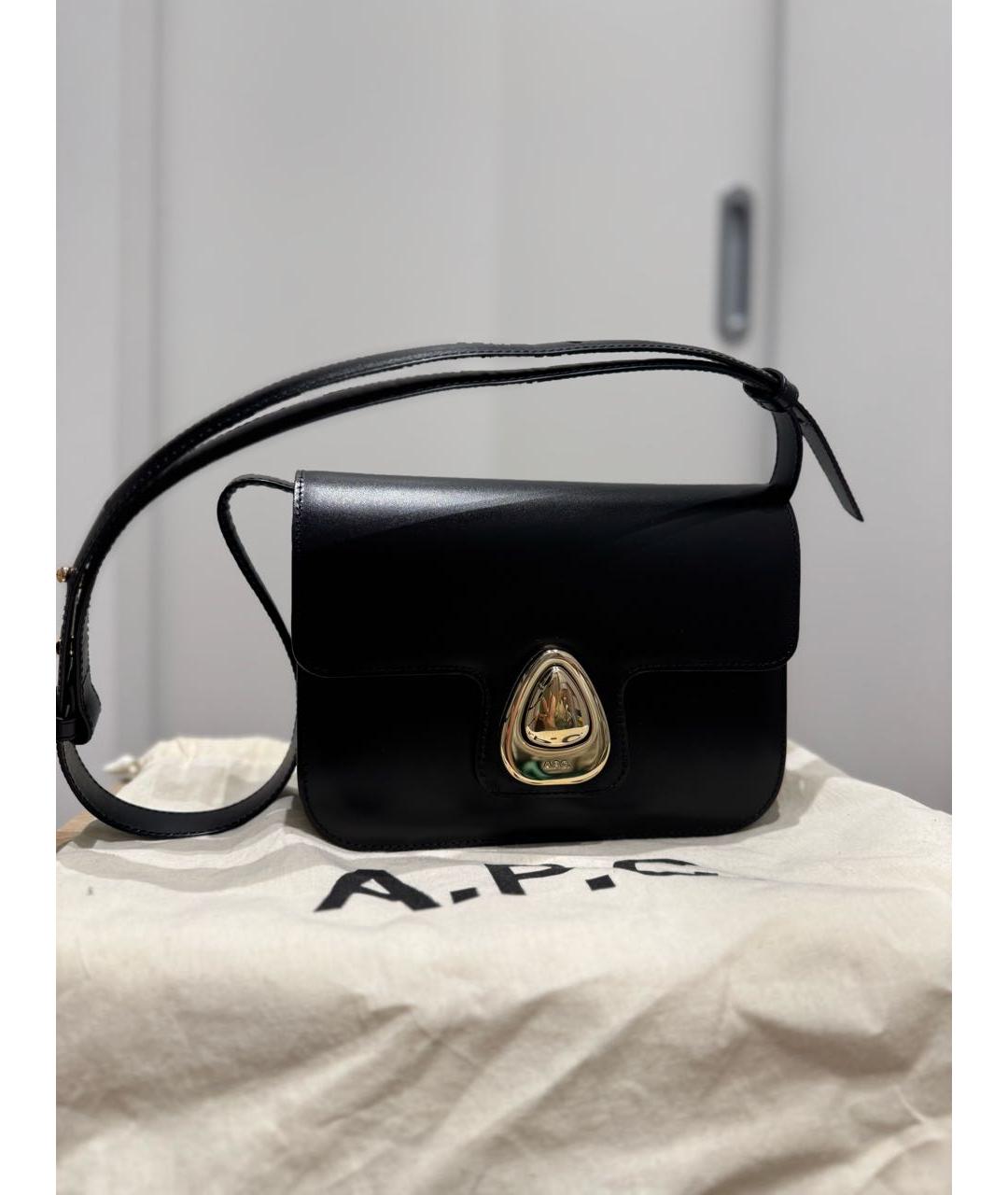 A.P.C. Черная кожаная сумка через плечо, фото 5