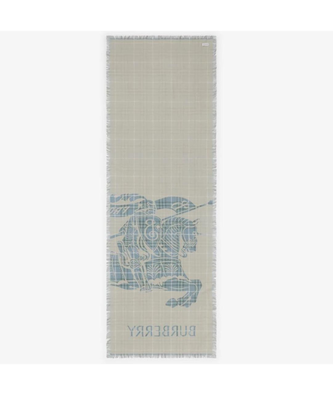 BURBERRY Голубой шерстяной шарф, фото 5