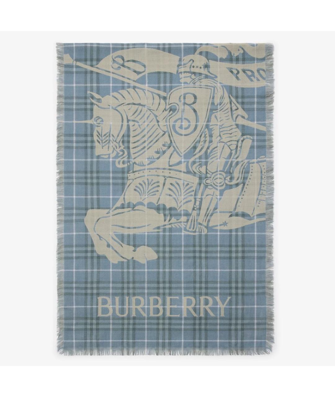 BURBERRY Голубой шерстяной шарф, фото 6