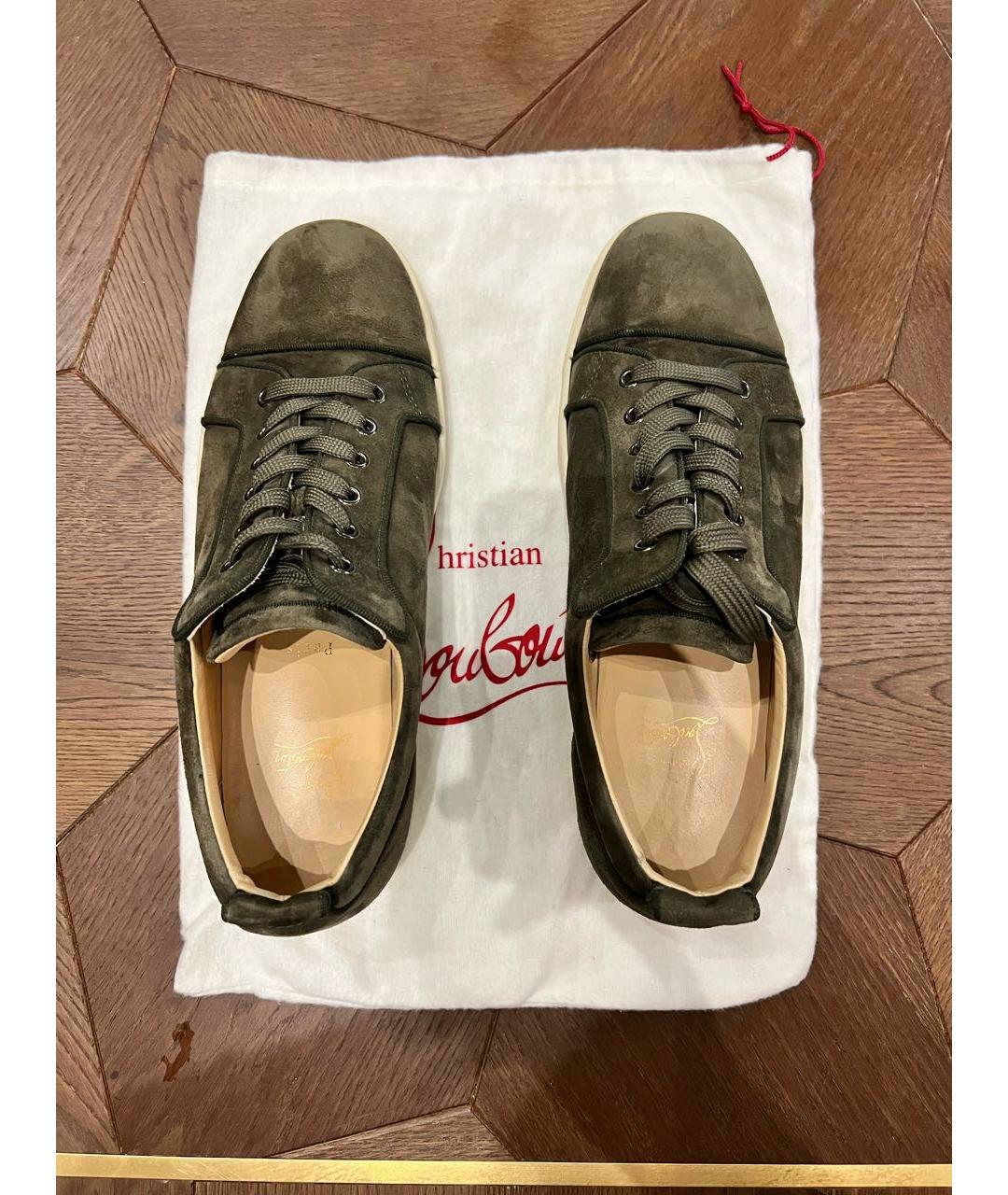 CHRISTIAN LOUBOUTIN Зеленые замшевые низкие кроссовки / кеды, фото 3