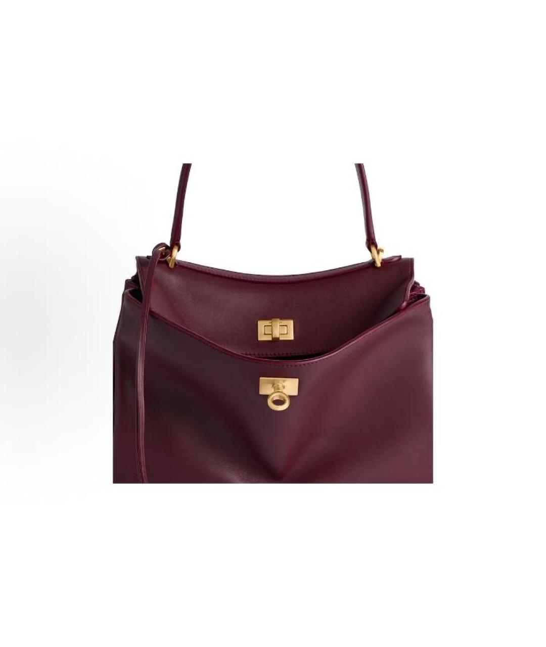 BALENCIAGA Бордовая кожаная сумка тоут, фото 7
