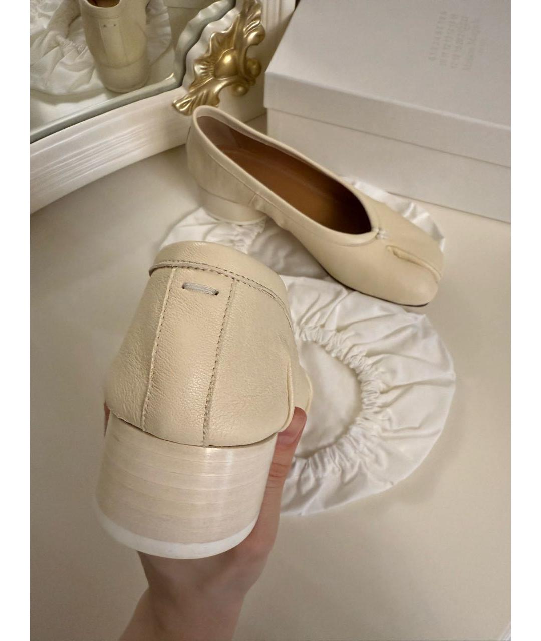 MAISON MARGIELA Бежевые кожаные туфли, фото 5