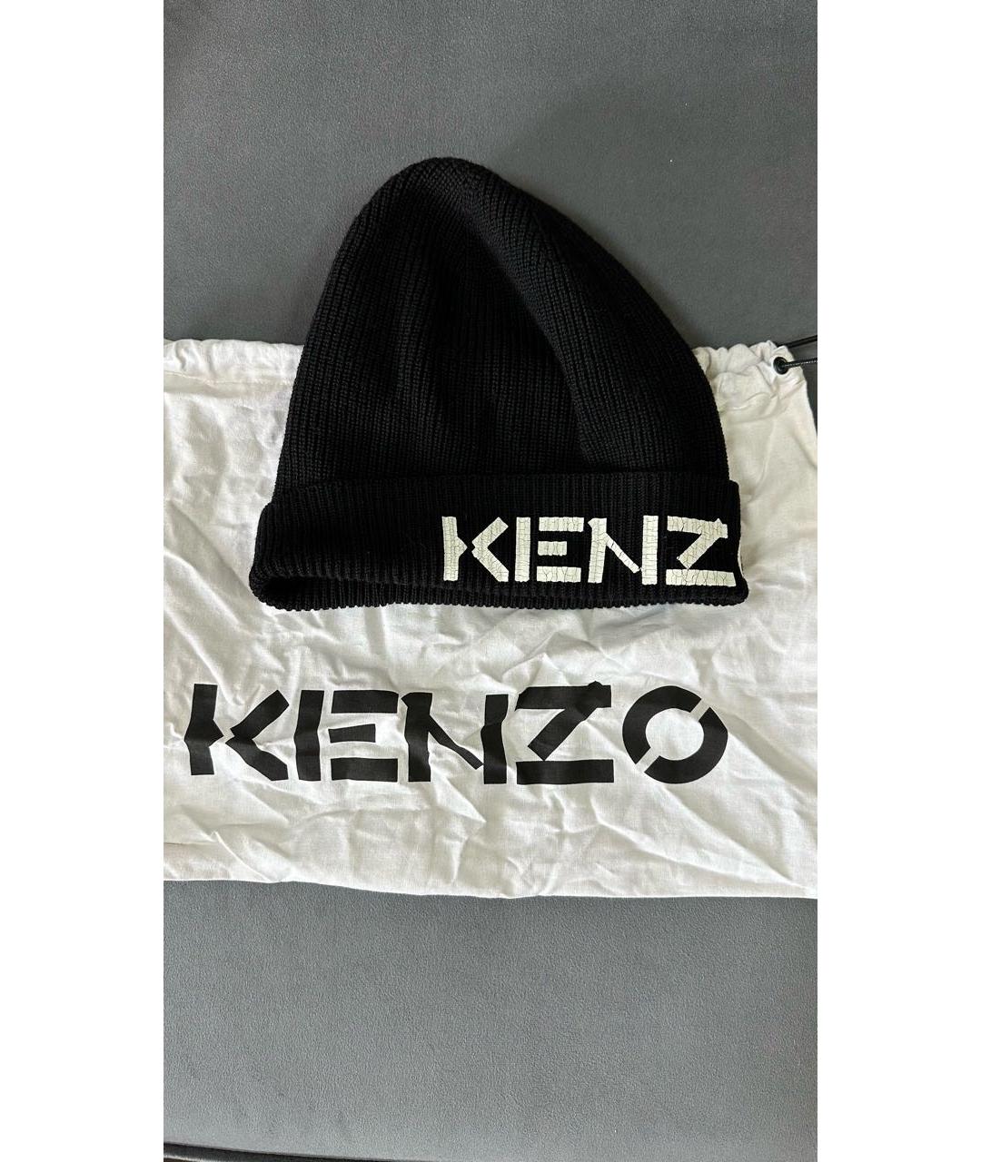 KENZO Черная шерстяная шапка, фото 4
