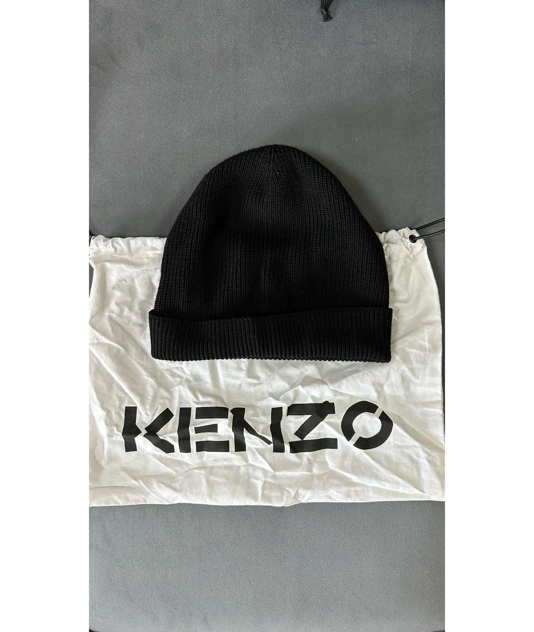 KENZO Черная шерстяная шапка, фото 2