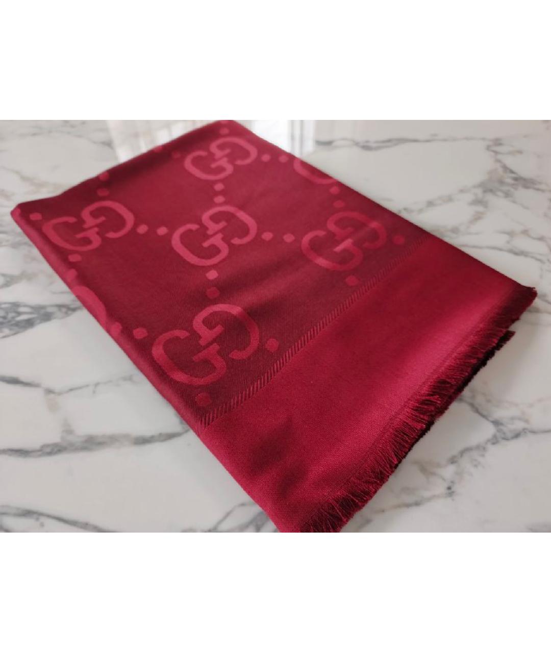 GUCCI Бордовый платок, фото 9