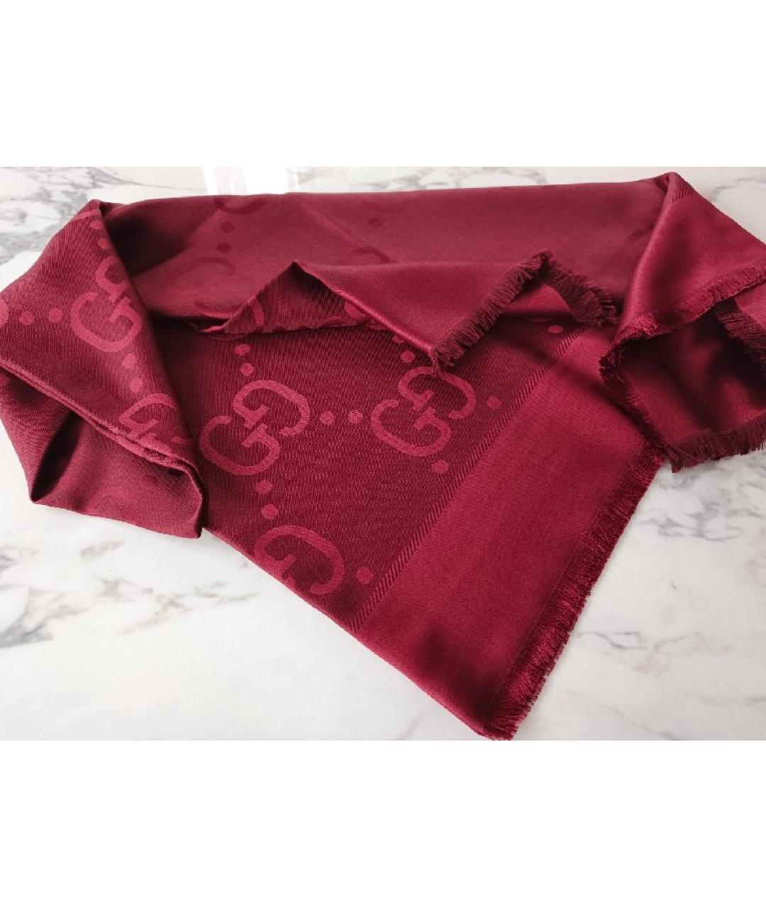 GUCCI Бордовый платок, фото 5