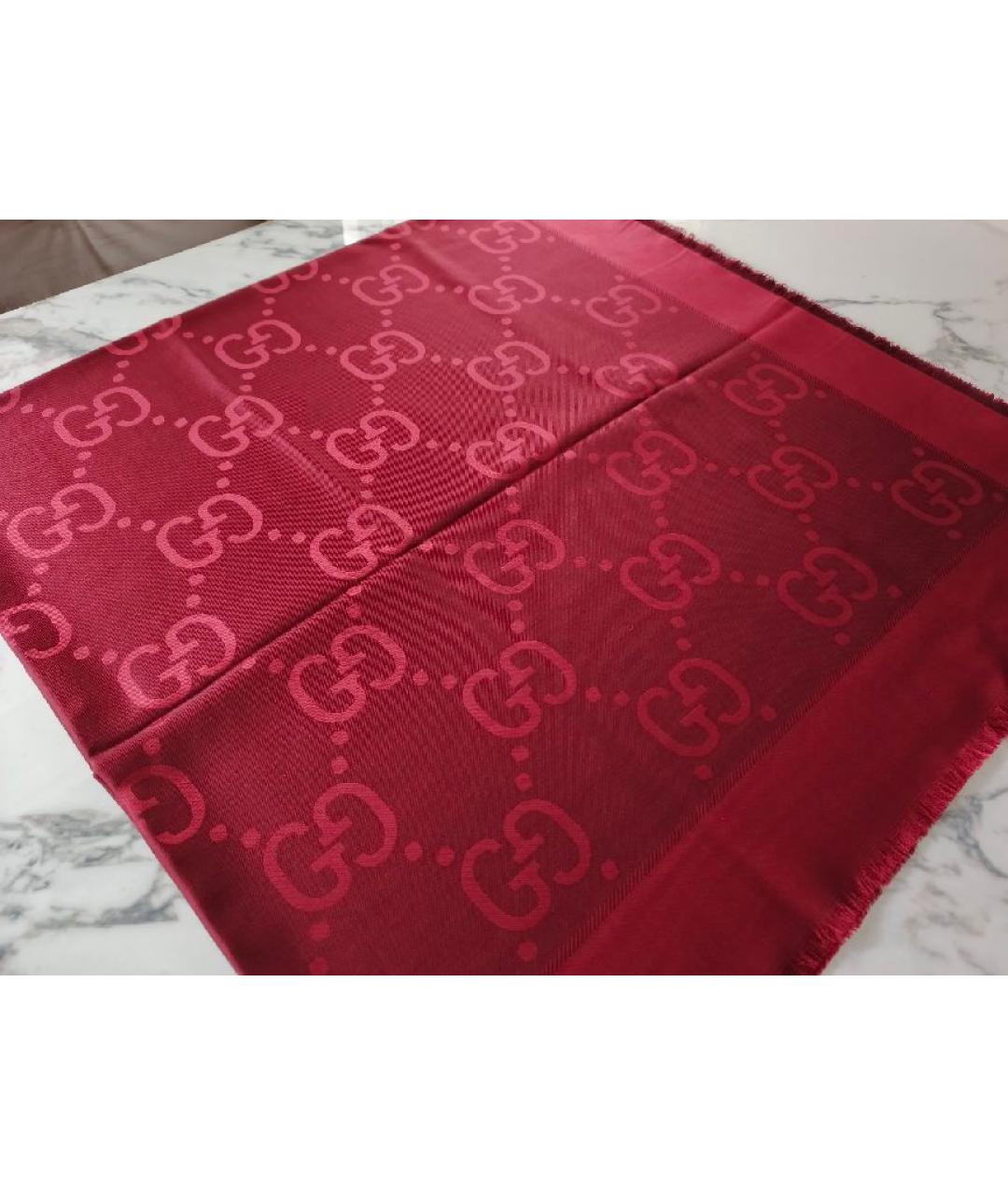 GUCCI Бордовый платок, фото 4