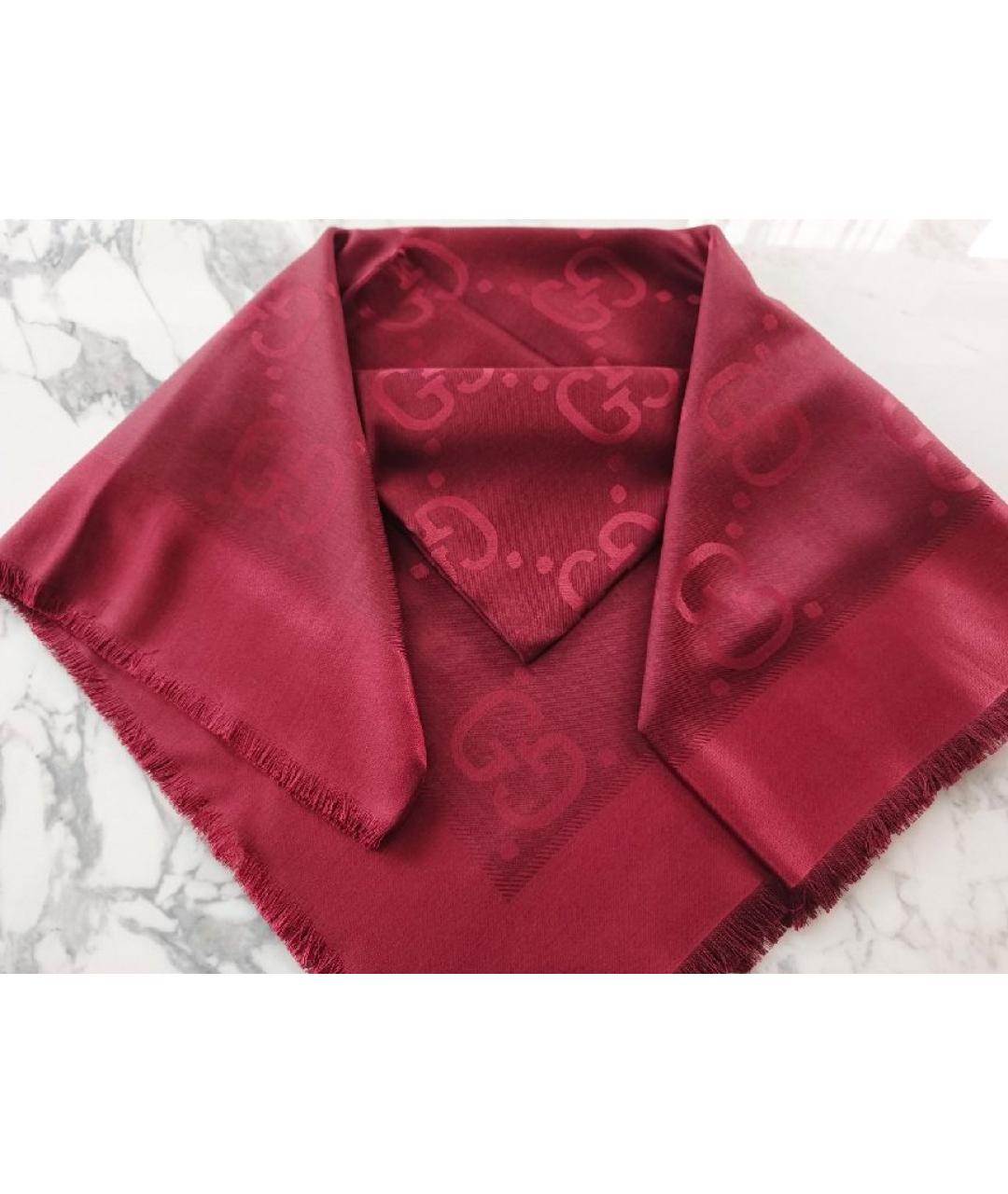GUCCI Бордовый платок, фото 7