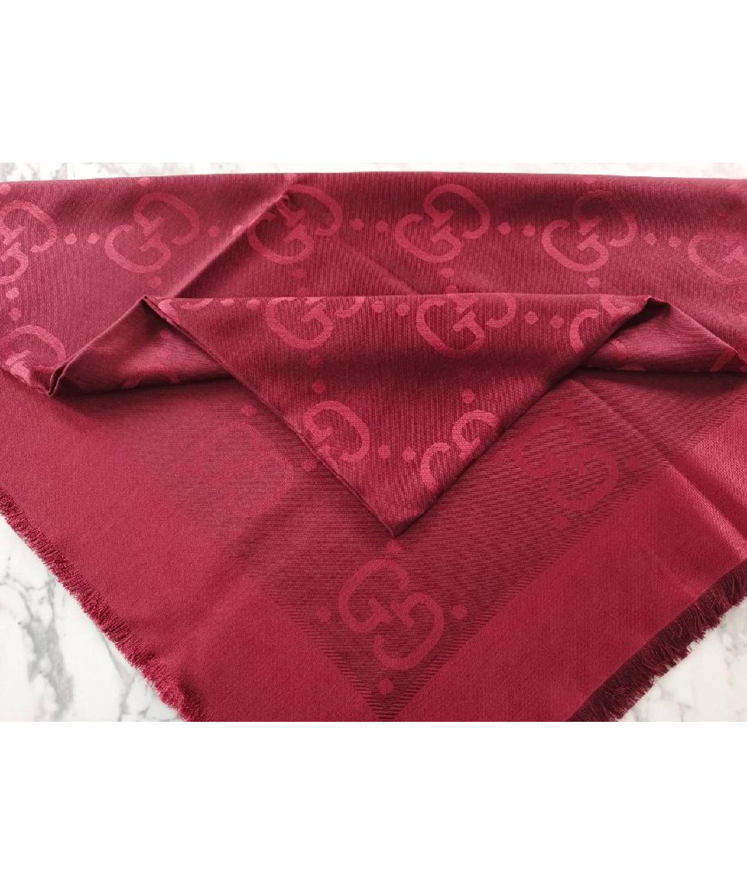 GUCCI Бордовый платок, фото 8
