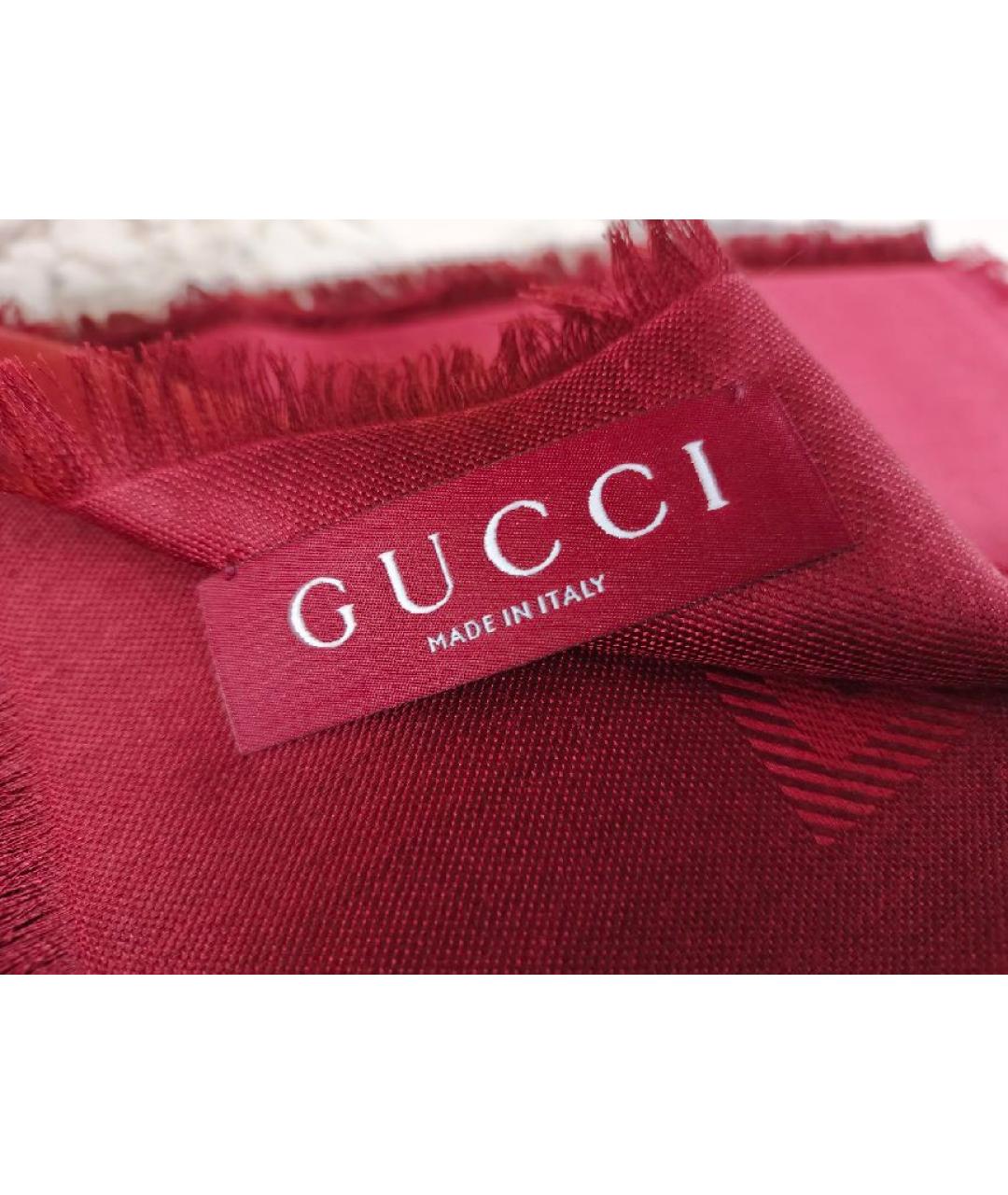 GUCCI Бордовый платок, фото 3