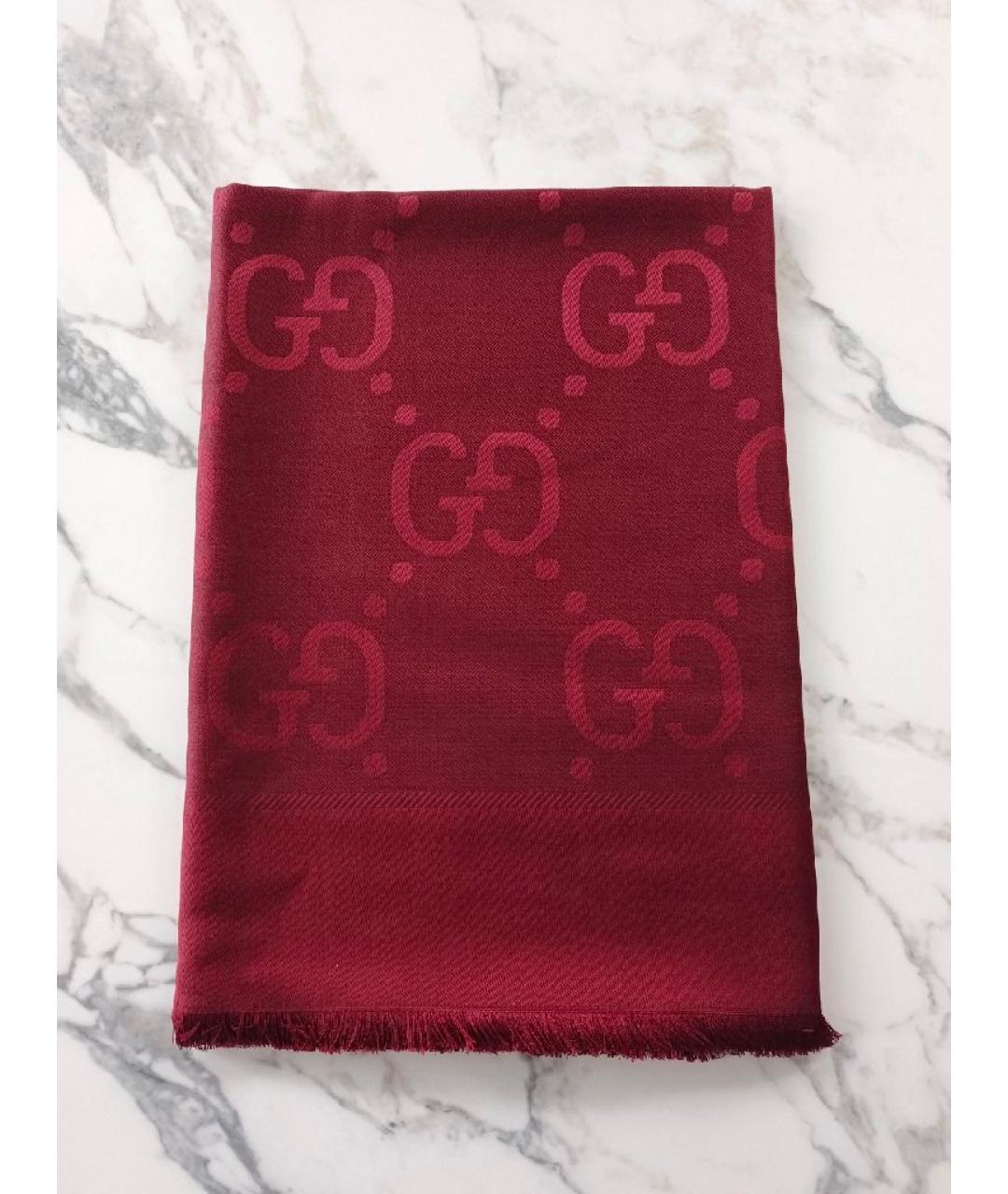 GUCCI Бордовый платок, фото 10