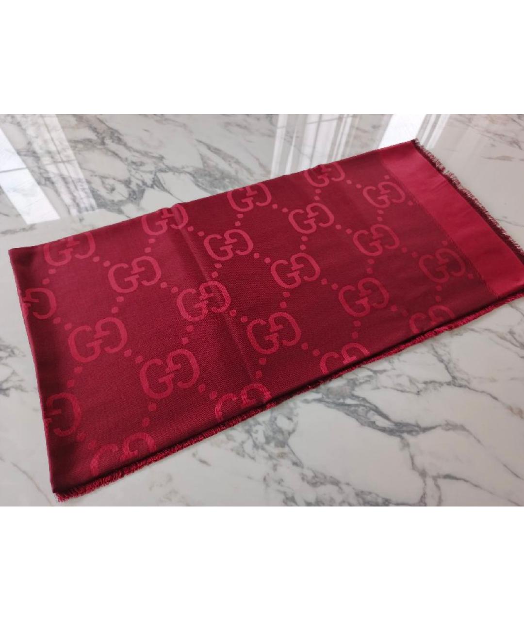 GUCCI Бордовый платок, фото 6