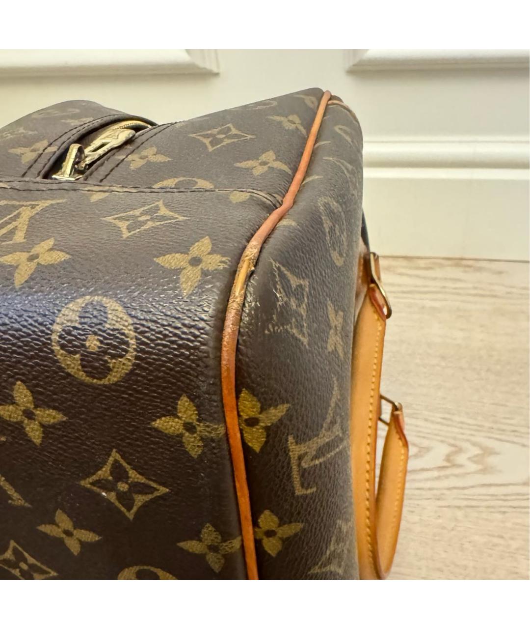 LOUIS VUITTON Коричневая кожаная сумка с короткими ручками, фото 5