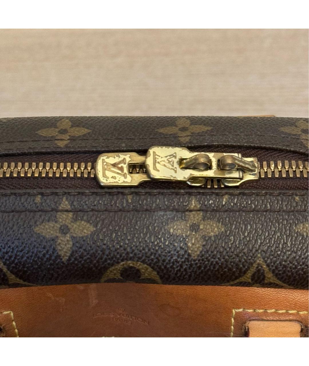 LOUIS VUITTON Коричневая кожаная сумка с короткими ручками, фото 3