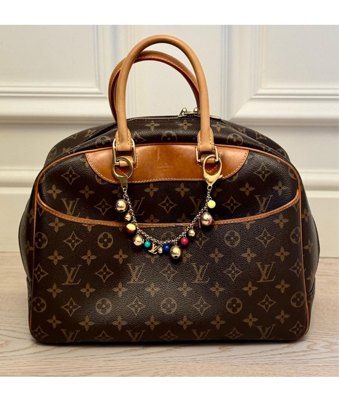 LOUIS VUITTON Коричневая кожаная сумка с короткими ручками, фото 7