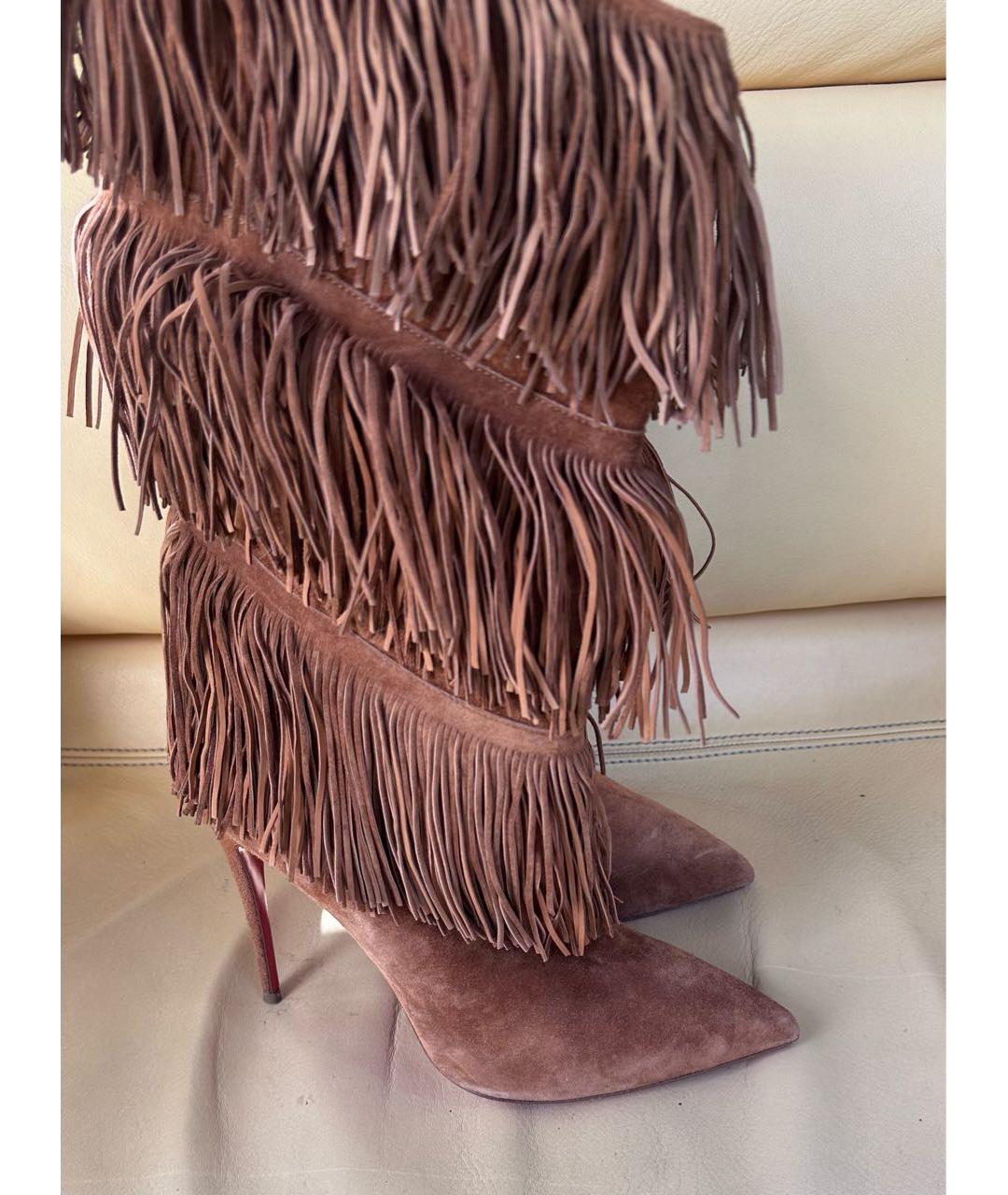 CHRISTIAN LOUBOUTIN Горчичные замшевые сапоги, фото 7