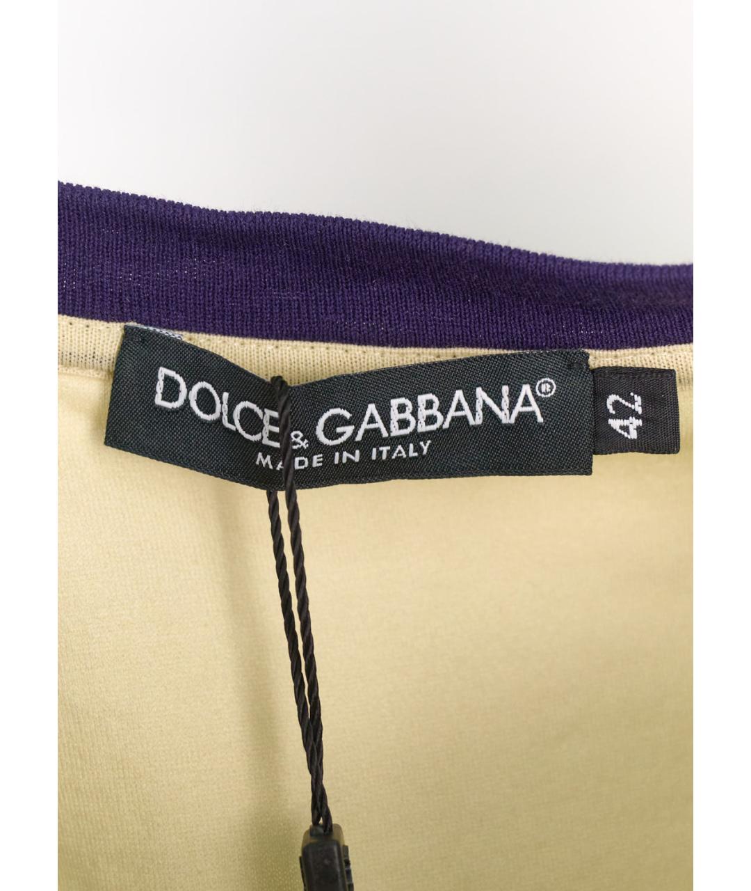 DOLCE&GABBANA Бежевая хлопковая футболка, фото 3