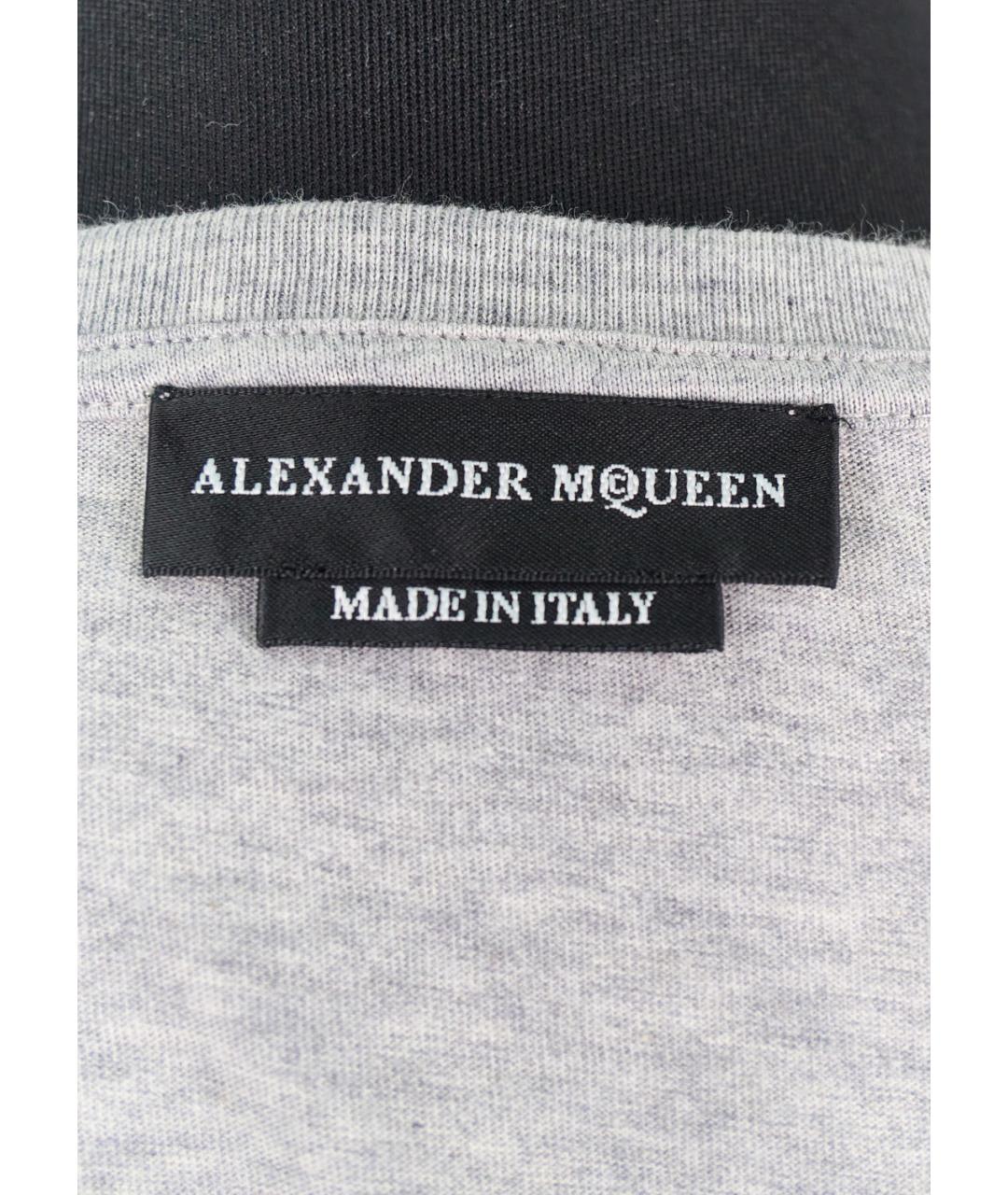 ALEXANDER MCQUEEN Серая хлопковая футболка, фото 3