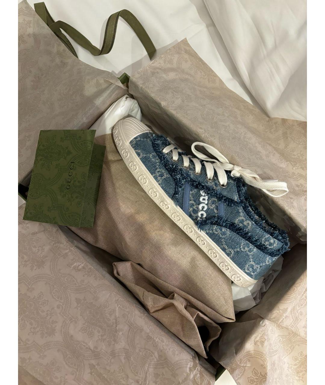 GUCCI Синие текстильные кеды, фото 5