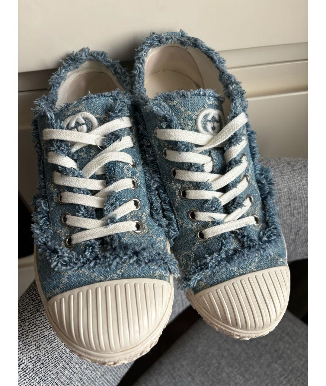 GUCCI Синие текстильные кеды, фото 2