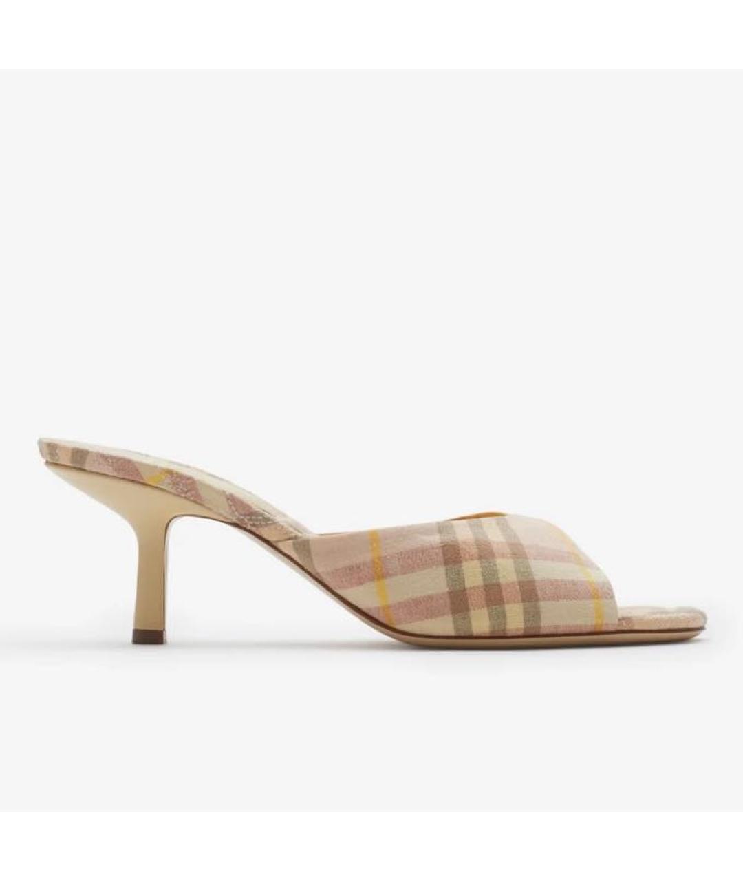 BURBERRY Бежевые текстильные мюли, фото 8