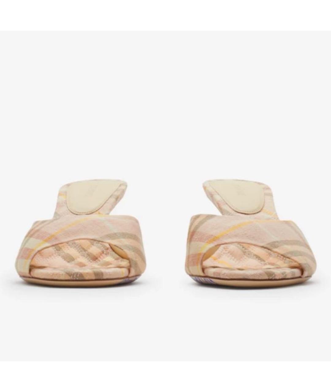 BURBERRY Бежевые текстильные мюли, фото 3