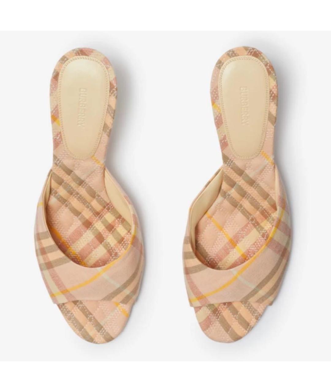 BURBERRY Бежевые текстильные мюли, фото 5