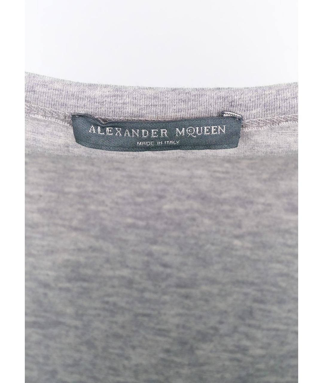 ALEXANDER MCQUEEN Серая хлопковая футболка, фото 3