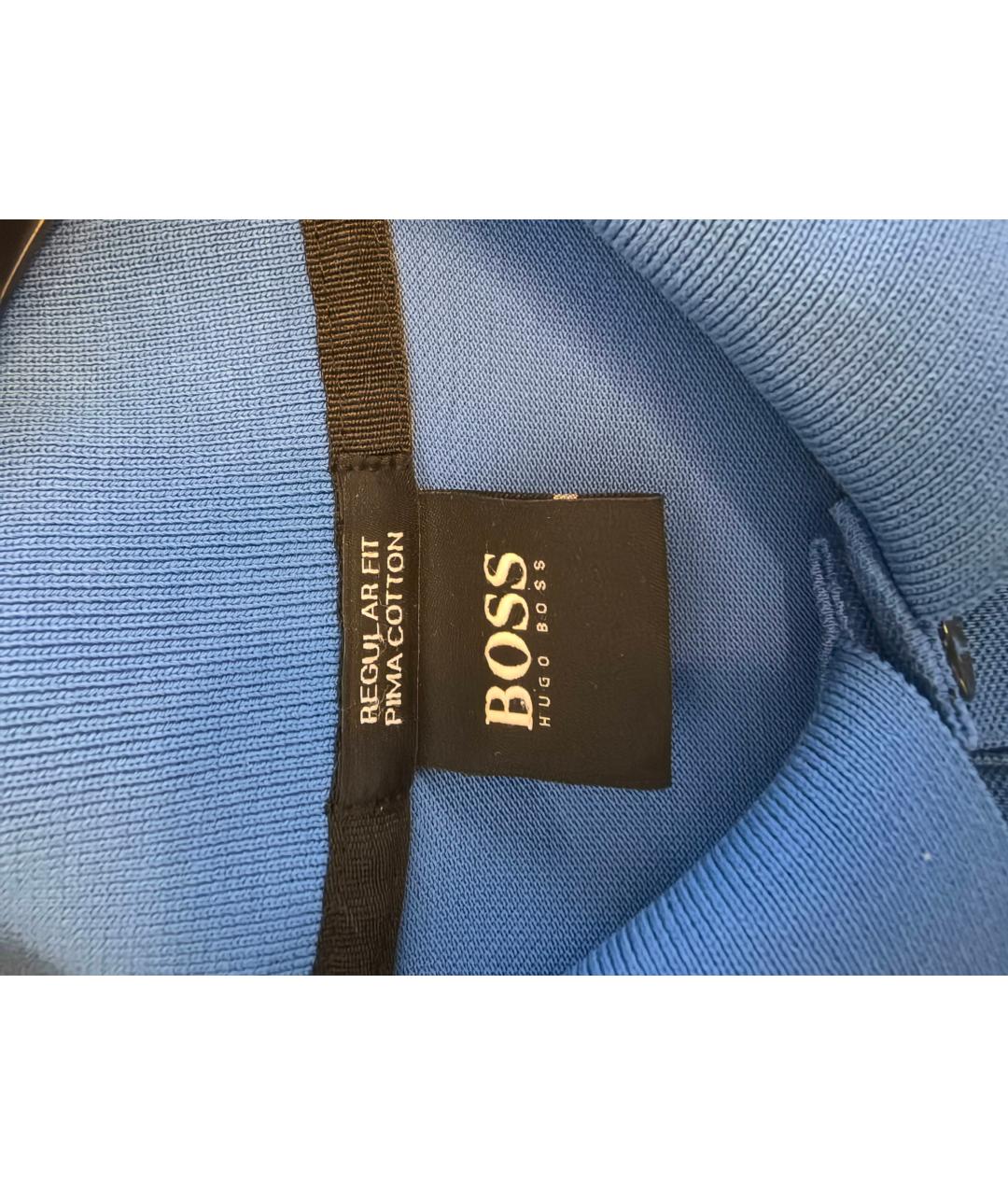 HUGO BOSS Синее хлопковое поло с коротким рукавом, фото 3