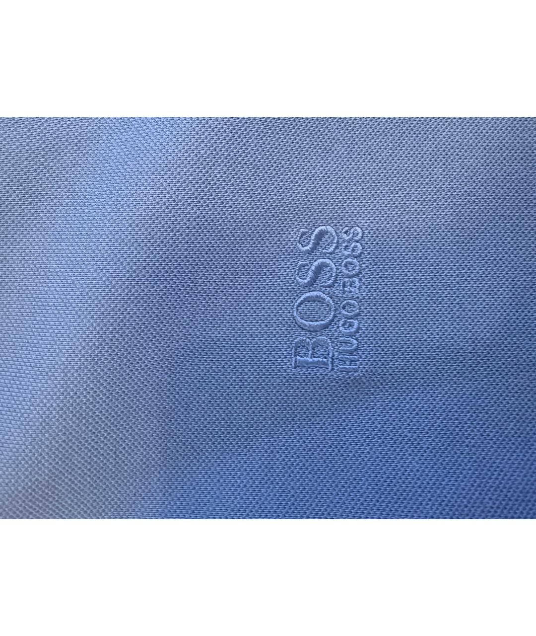 HUGO BOSS Синее хлопковое поло с коротким рукавом, фото 4