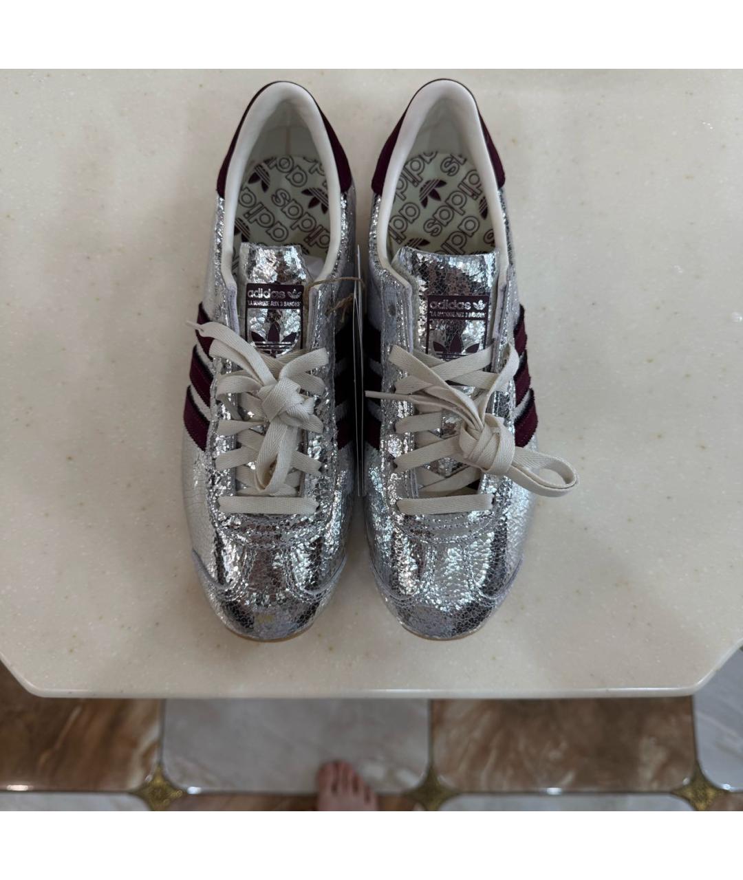 ADIDAS Серебряные кожаные кроссовки, фото 2