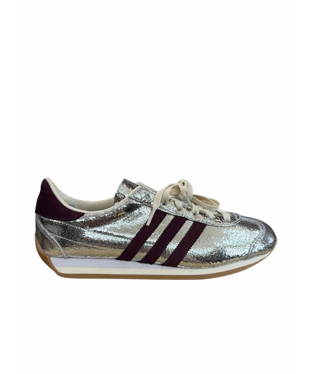 ADIDAS Серебряные кожаные кроссовки, фото 1