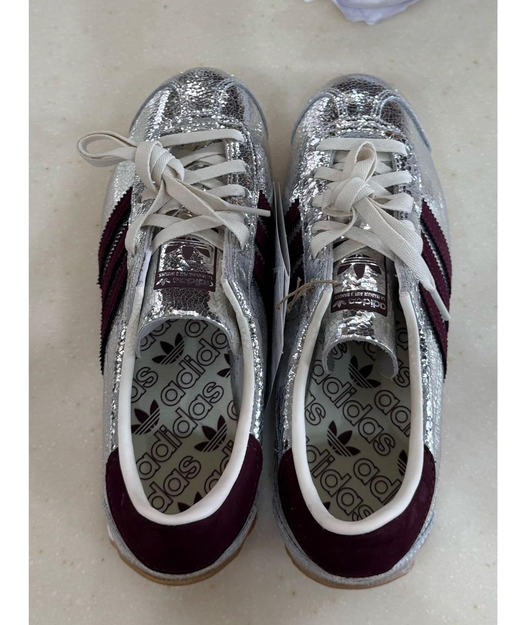 ADIDAS Серебряные кожаные кроссовки, фото 3