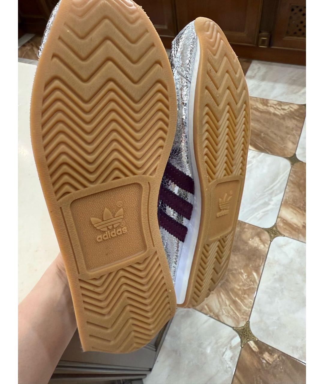 ADIDAS Серебряные кожаные кроссовки, фото 6