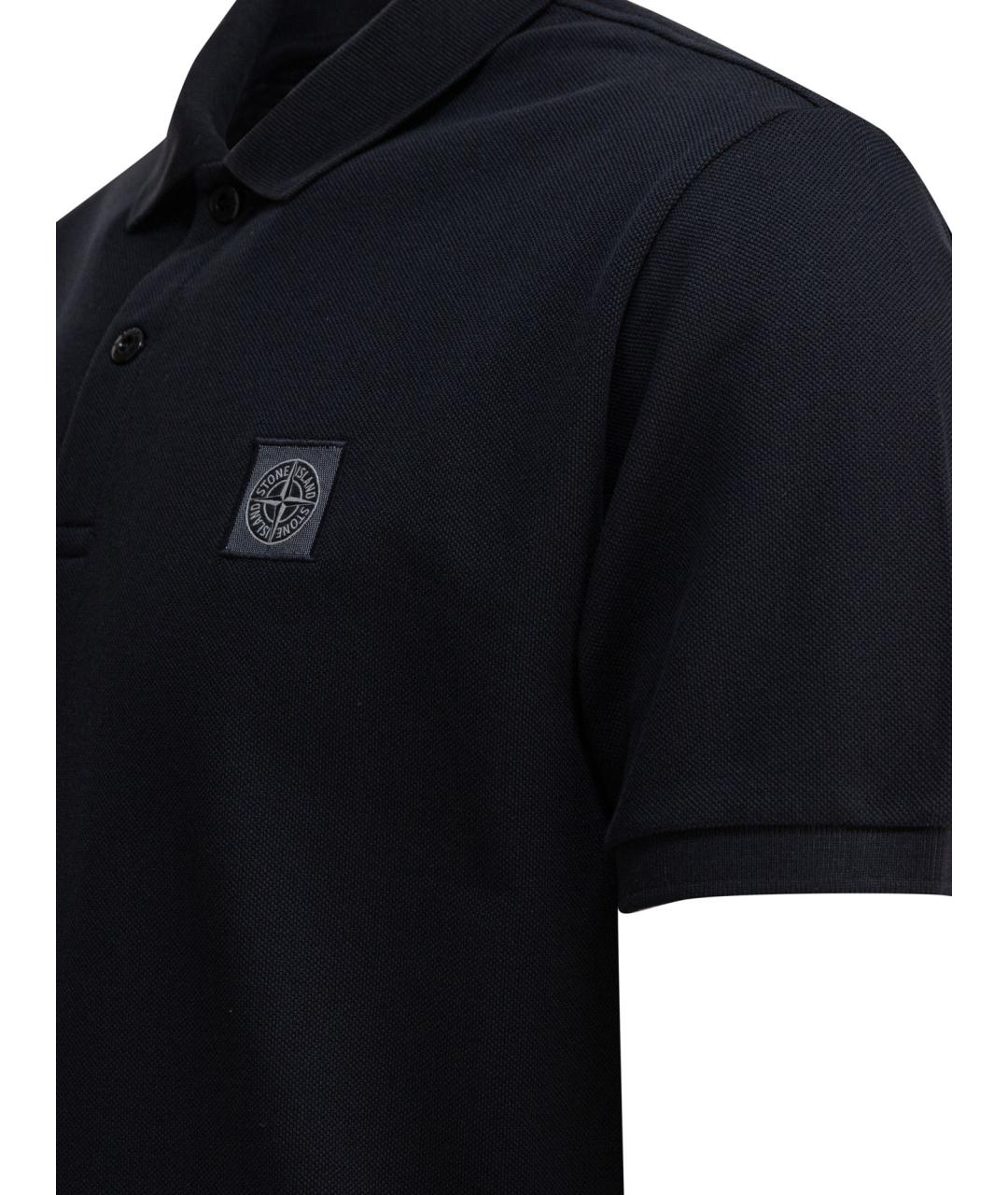 STONE ISLAND Темно-синее хлопковое поло с коротким рукавом, фото 4