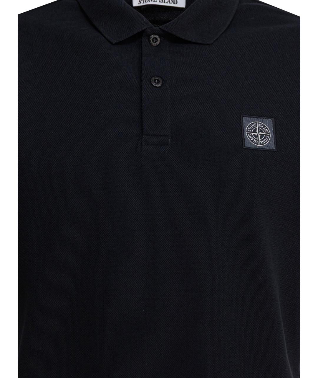 STONE ISLAND Темно-синее хлопковое поло с коротким рукавом, фото 3