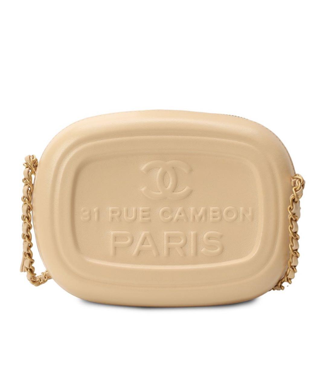 CHANEL Бежевая кожаная сумка через плечо, фото 2