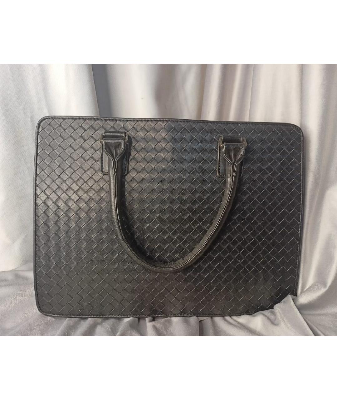 BOTTEGA VENETA Черный кожаный портфель, фото 3
