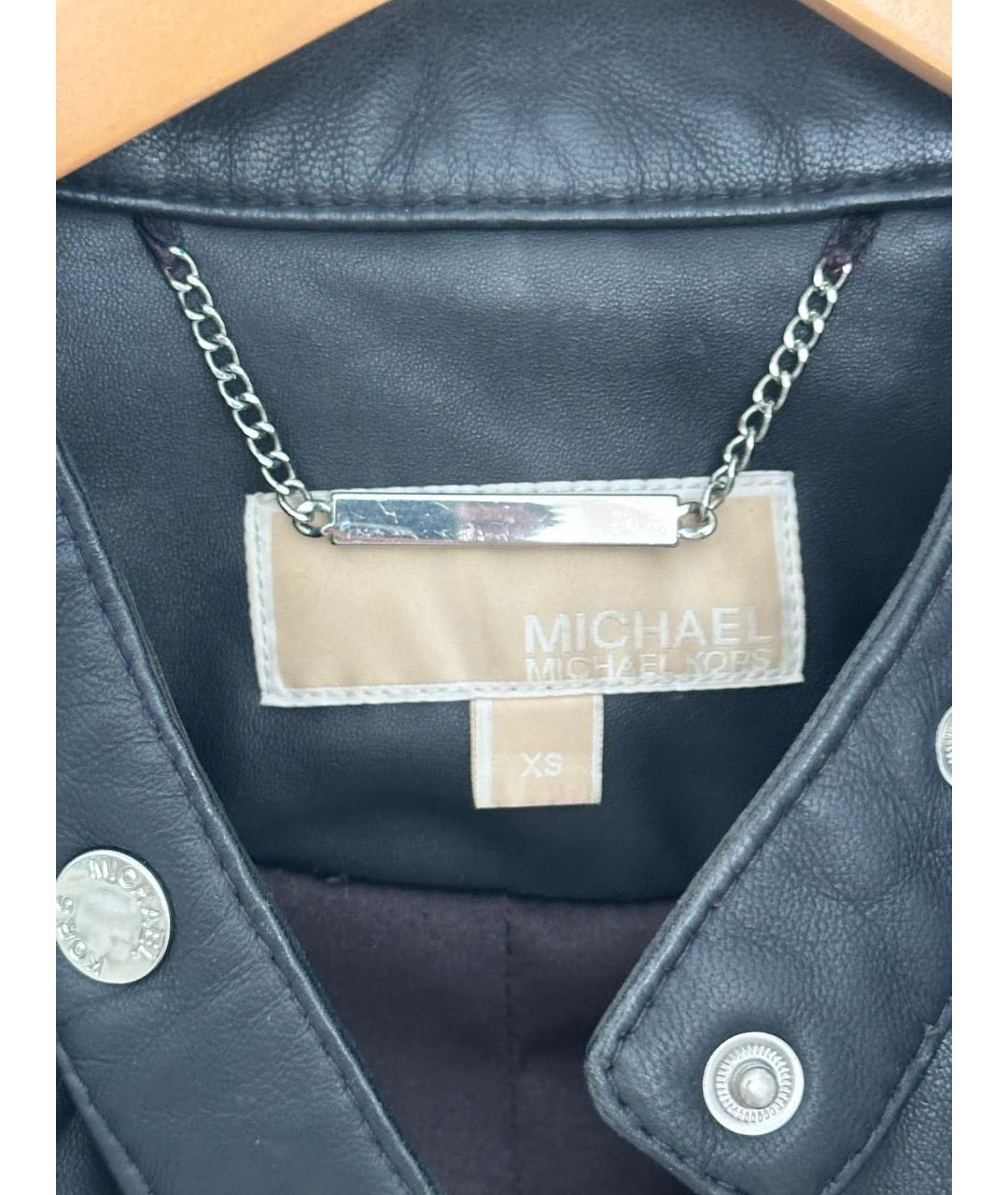 MICHAEL MICHAEL KORS Черная кожаная куртка, фото 3