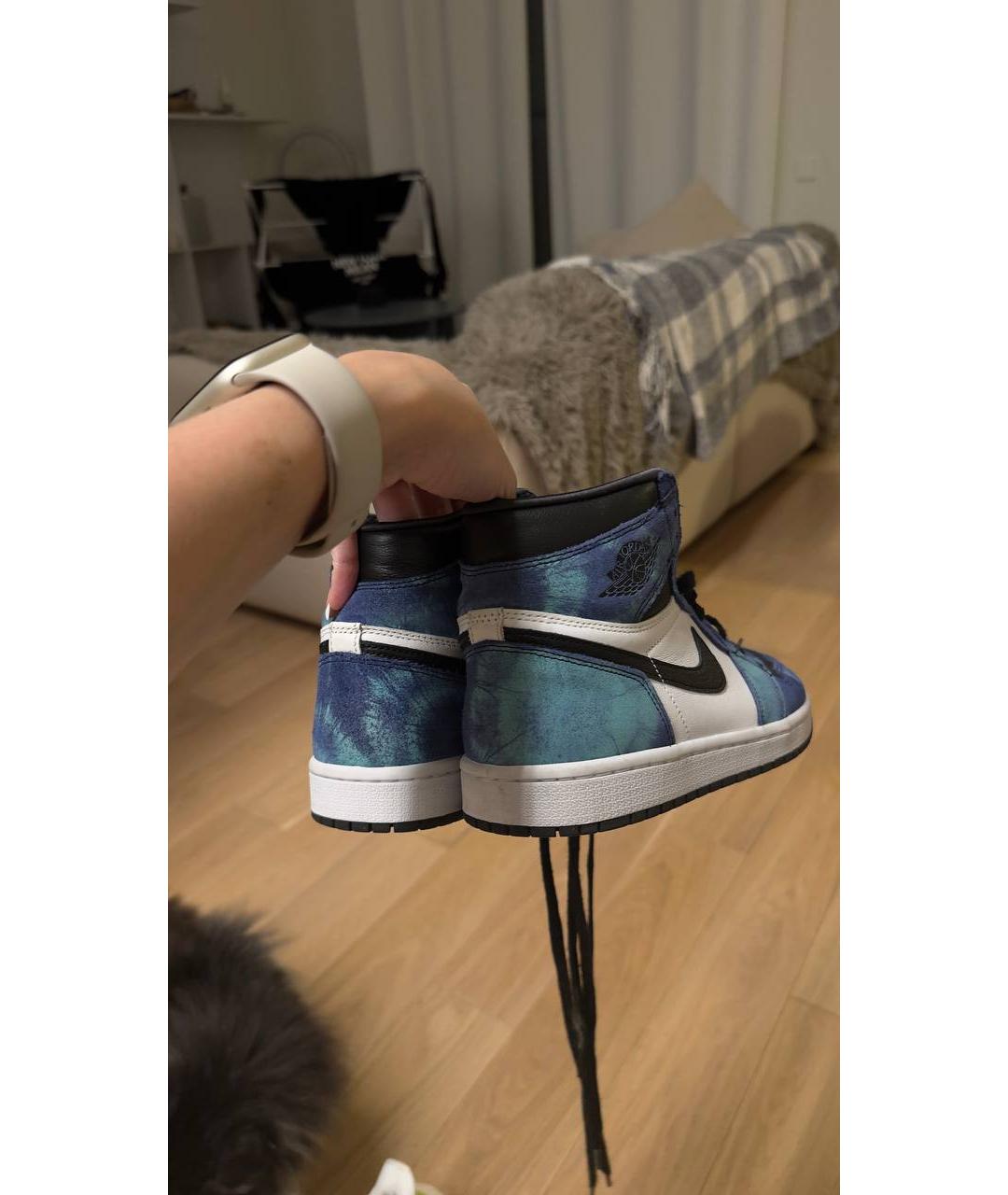 JORDAN Синие кожаные кеды, фото 4