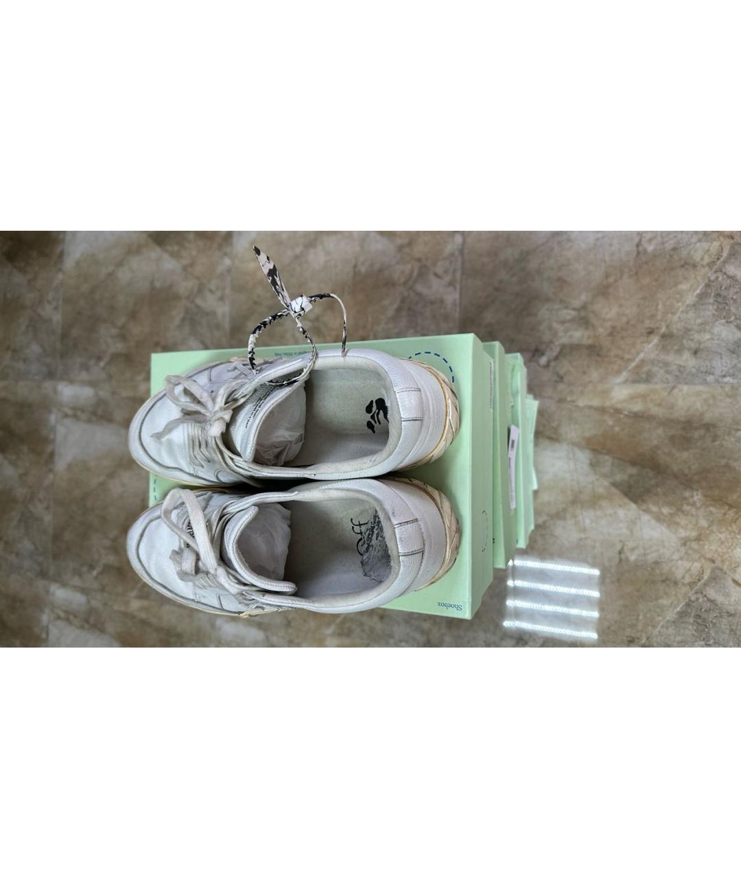 OFF-WHITE Белые кожаные низкие кроссовки / кеды, фото 3