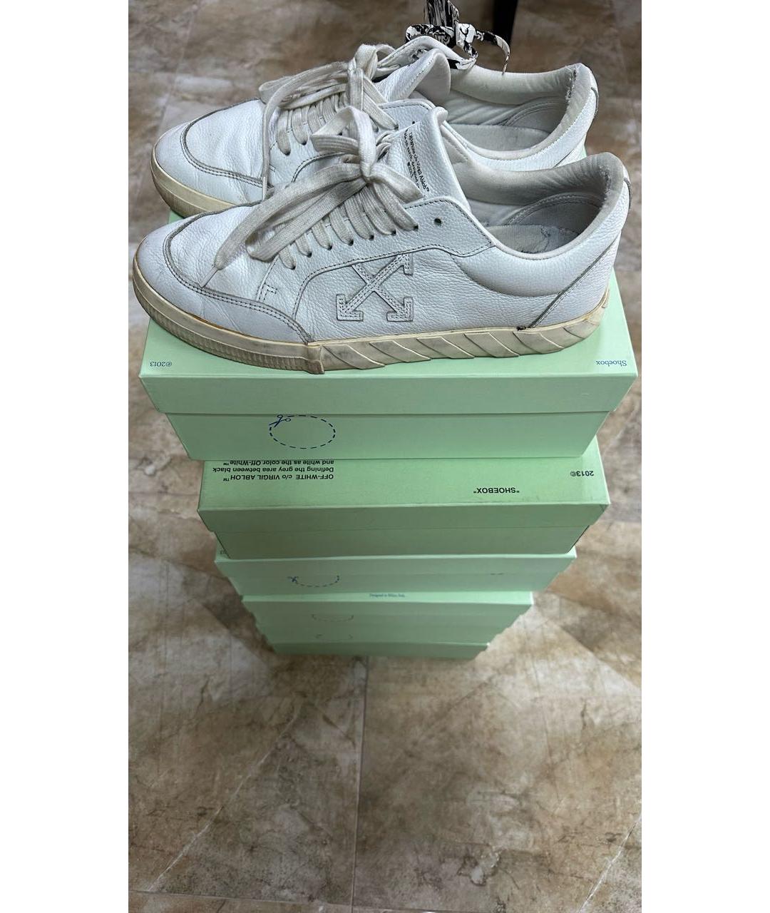 OFF-WHITE Белые кожаные низкие кроссовки / кеды, фото 8