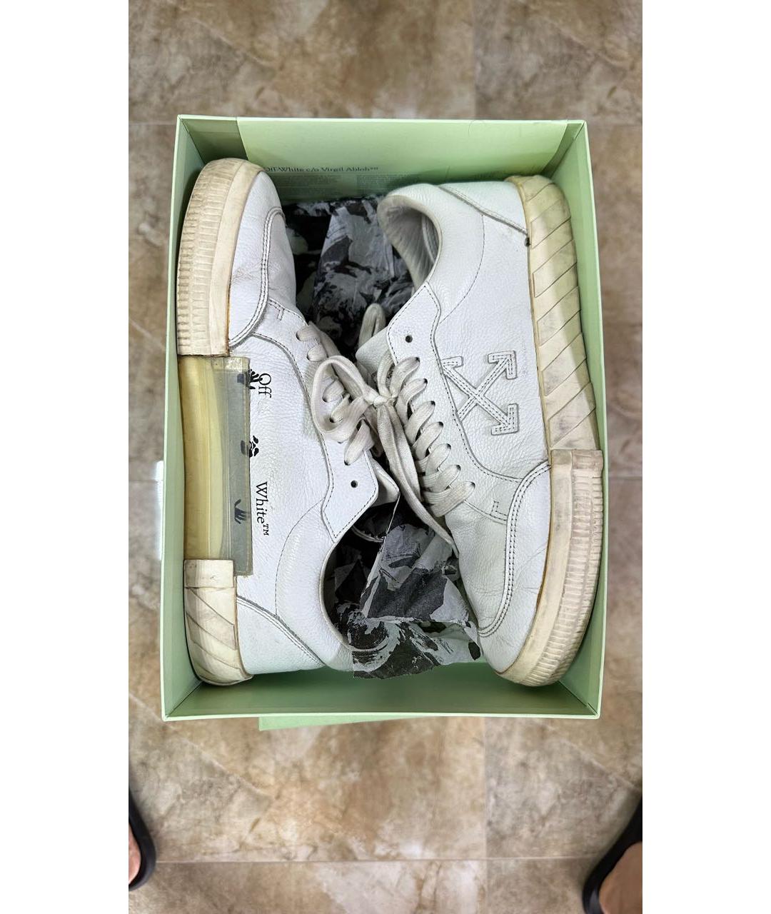 OFF-WHITE Белые кожаные низкие кроссовки / кеды, фото 5