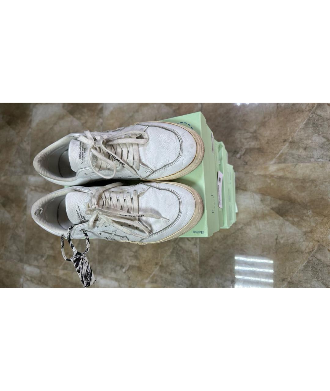 OFF-WHITE Белые кожаные низкие кроссовки / кеды, фото 2