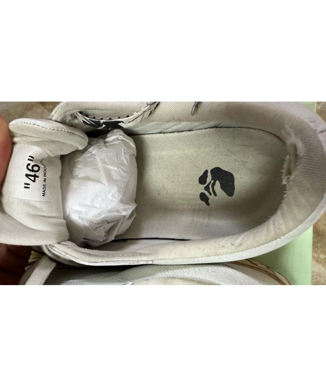 OFF-WHITE Белые кожаные низкие кроссовки / кеды, фото 6