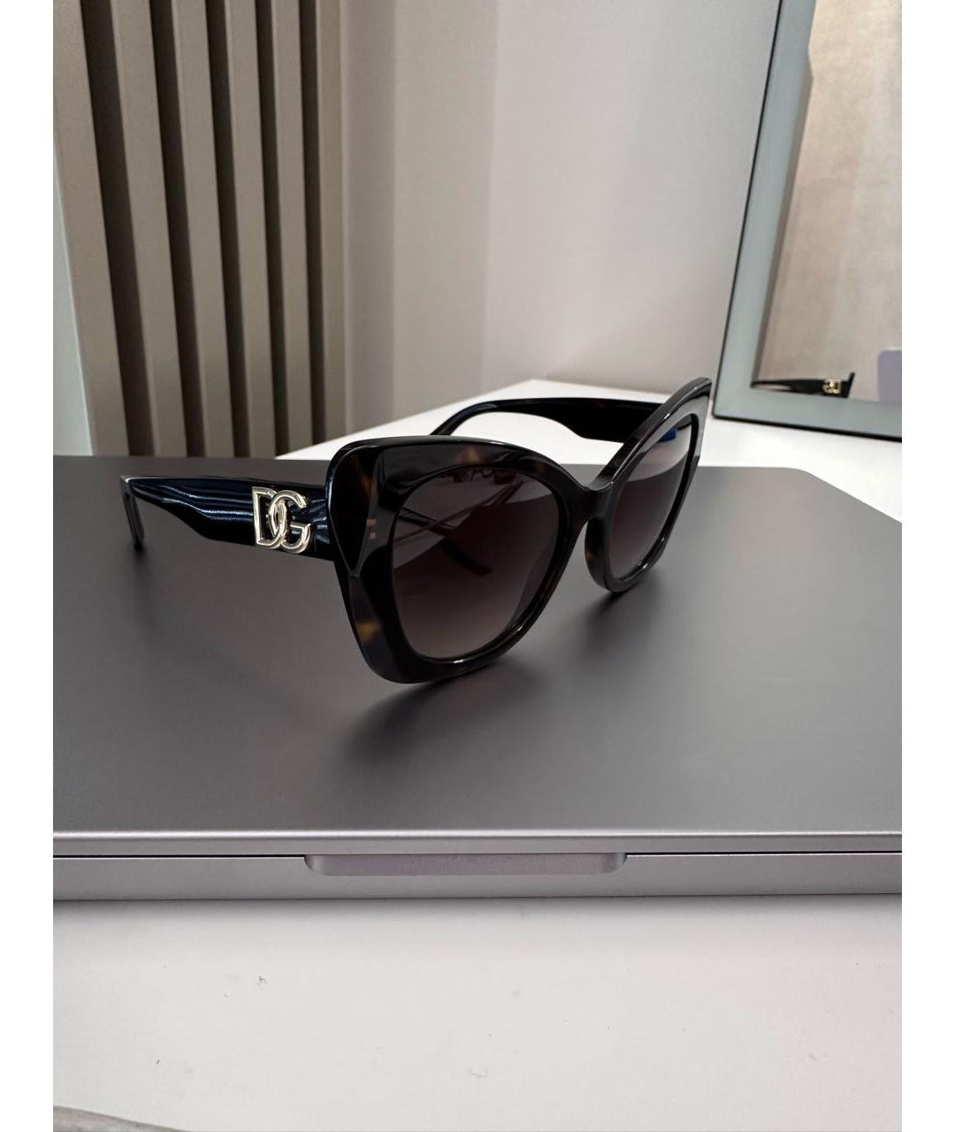 DOLCE&GABBANA Коричневые пластиковые солнцезащитные очки, фото 2