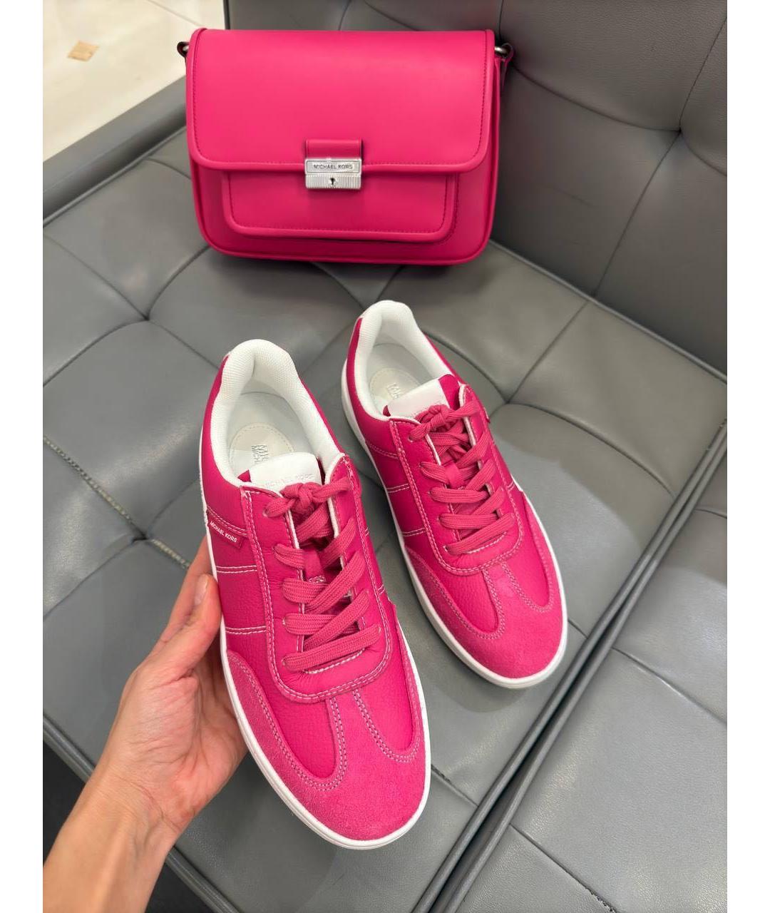 MICHAEL KORS Фуксия кожаные кеды, фото 5